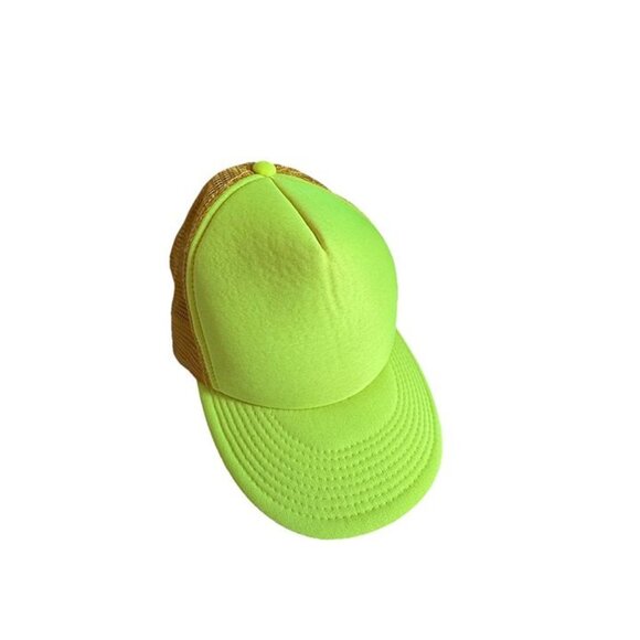 Vintage 90s Neon Yellow Foam Front Blank Trucker Hat SnapBack Adult Adjustable - Picture 6 of 6